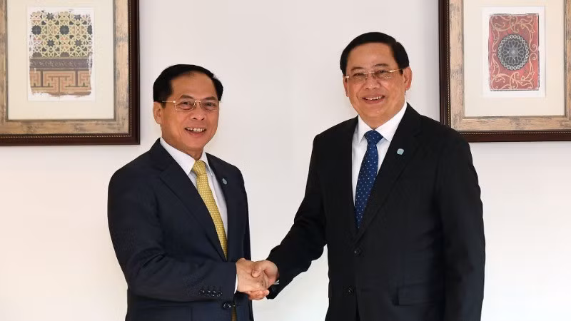 Вице-премьер, Министр иностранных дел Буй Тхань Шон и Премьер-министр Лаоса Сонексай Сипхандон. Фото: VGP