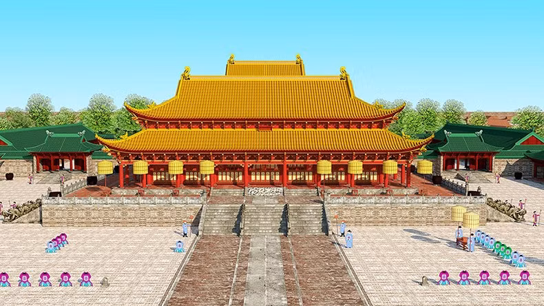 Центр сохранения наследия Тханглонг-Ханой совместно с агенствами воссоздает пространство дворца Киньтхиен в 3D-перспективе.