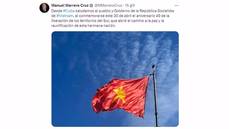 Поздравительное послание Премьер-министра Кубы Мануэля Марреро Круса. Фото: baoquocte.vn 