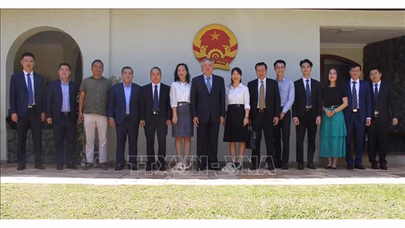 Товарищ Нгуен Хоа Бинь и сотрудники Посольства Вьетнама в Бразилии. Фото: ВИА