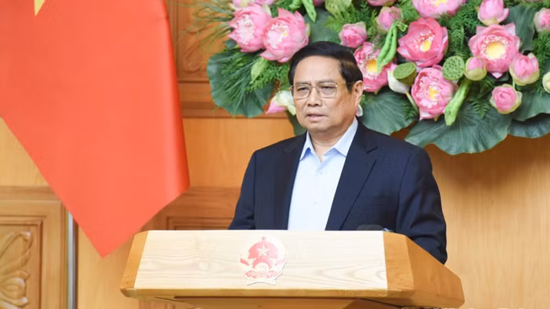 Премьер-министр Фам Минь Тьинь выступает на заседании. Фото: Чан Хай