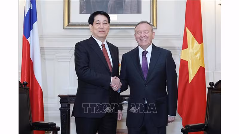 Президент Лыонг Кыонг и Председатель Сената Чили Хосе Гарсиа Руминот. Фото: ВИА