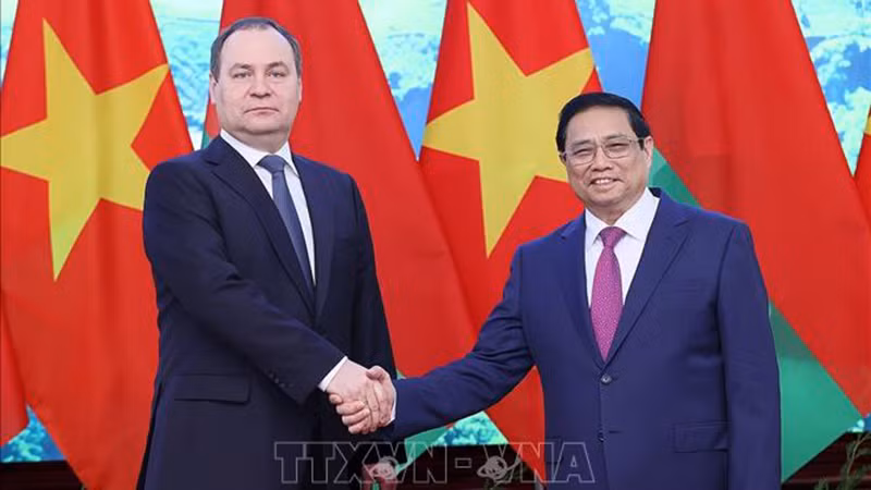 Премьер-министр Вьетнама Фам Минь Тьинь и Премьер-министр Беларуси Роман Головченко. Фото: ВИА