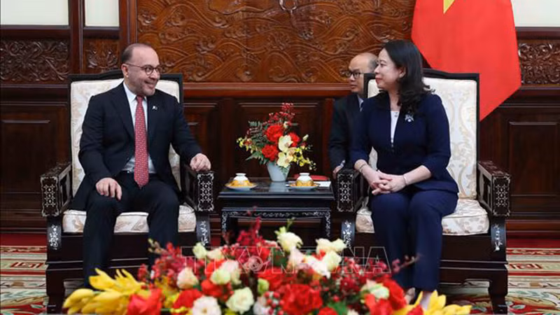 Вице-президент Во Тхи Ань Суан и Посол Катара во Вьетнаме Халид Али Абдулла Абель. Фото: ВИА