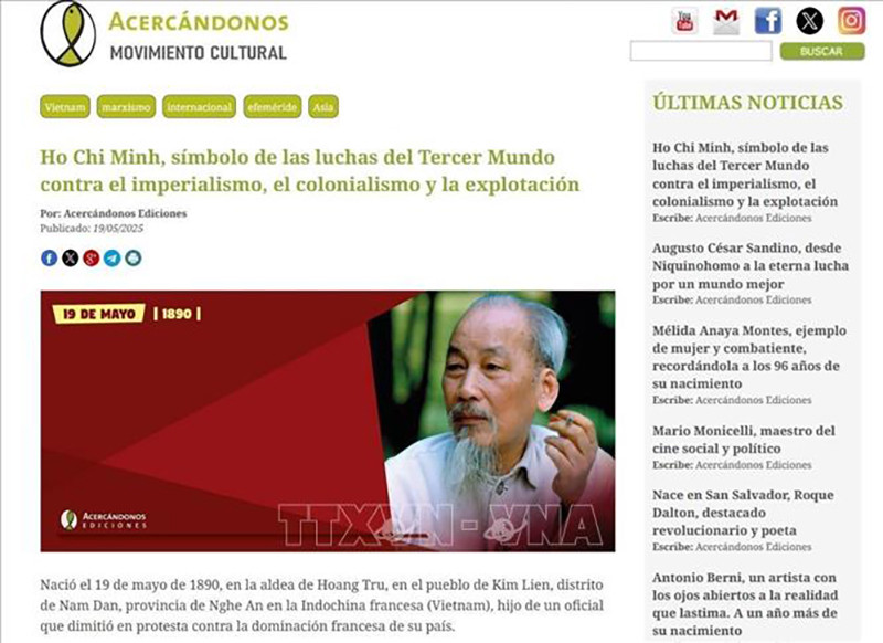 Статья, опубликованная на сайте «Movimiento Cultural Acercandonos». Фото с экрана