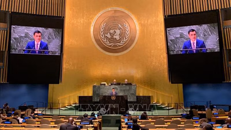 Посол Данг Хоанг Жанг, глава постоянной миссии Вьетнама при ООН, выступает на дискуссии. Фото: ВИА