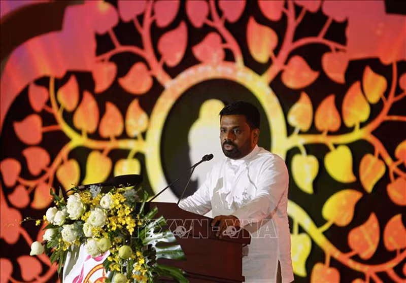 Президент Шри-Ланки Анура Кумара Диссанаяке выступает на церемонии. Фото: ВИА