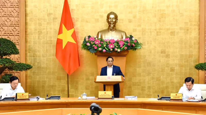 Премьер-министр Фам Минь Тьинь выступает на заседании. Фото: Чан Хай