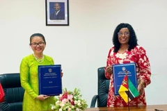 Вьетнама в Мозамбике Чан Тхи Тху Тхин и Министр образования и культуры Мозамбика Самария Товела.