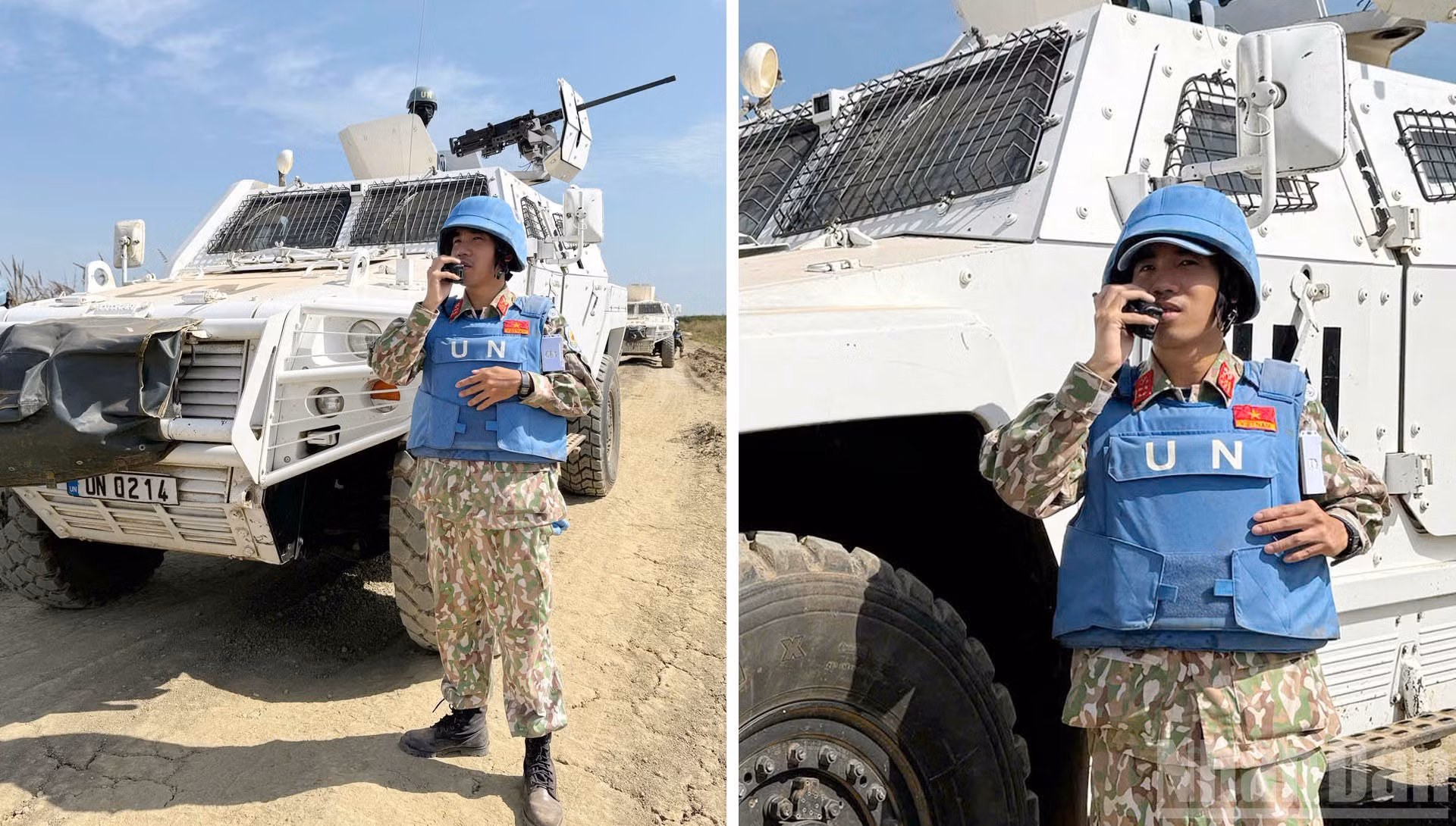 Капитан Ле Чинь Тхань Туан поддерживает радиосвязь с подразделением-партнером перед выполнением разведывательной миссии на главном маршруте снабжения в начале сухого сезона в Абьей.