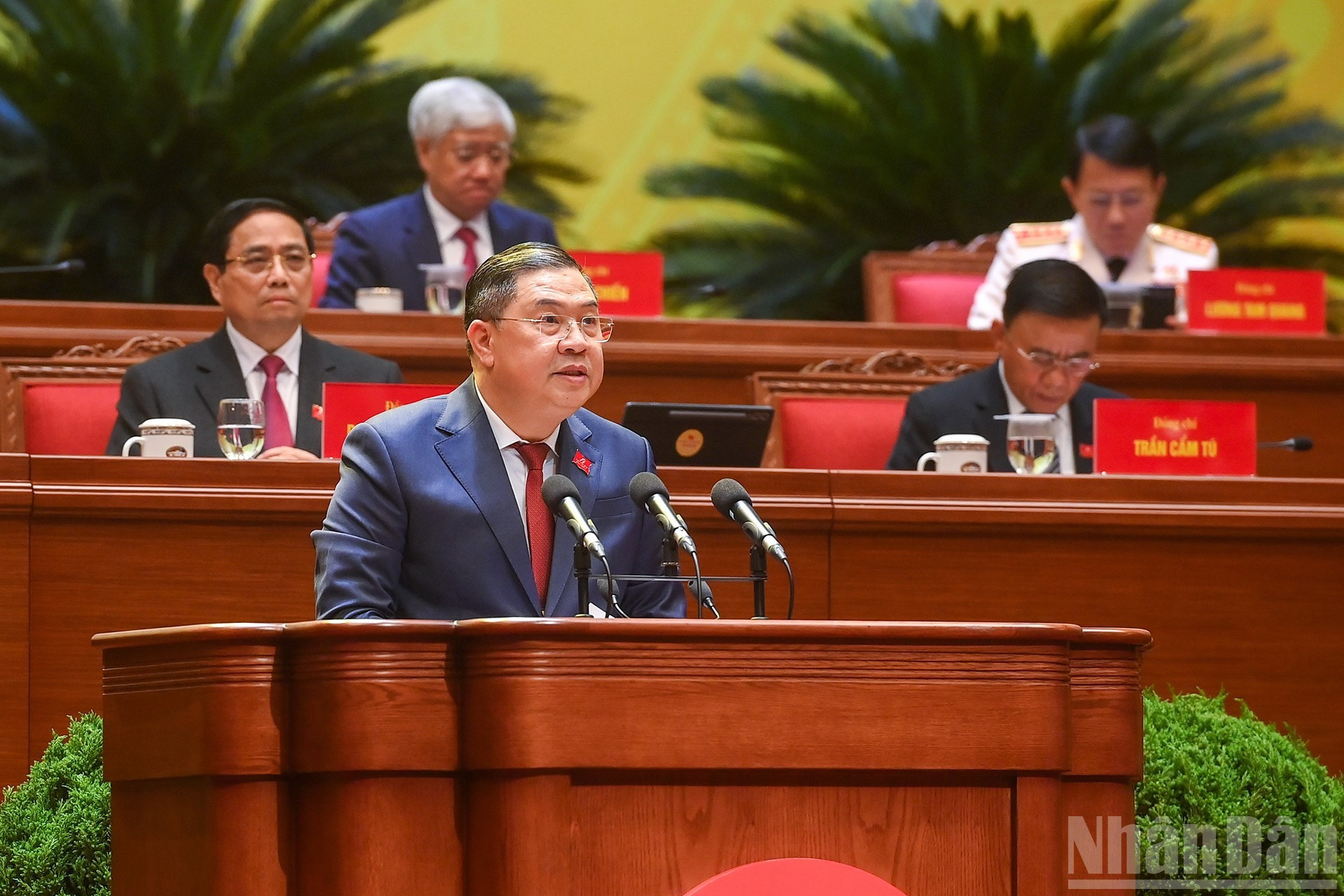 Заведующий Канцелярией ЦК КПВ Фам Зя Тук выступает на подготовительном заседании. (Фото: Тхюи Нгуен)