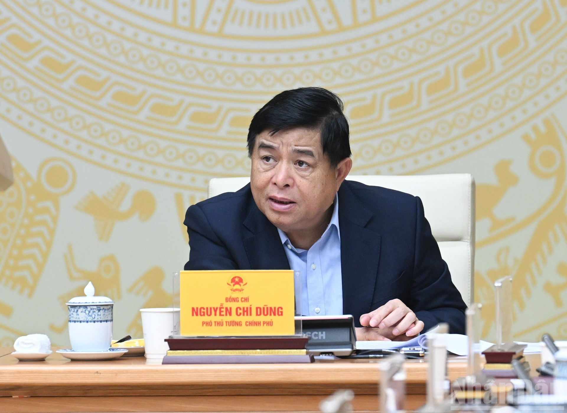 Вице-премьер Нгуен Тьи Зунг выступает на заседании.