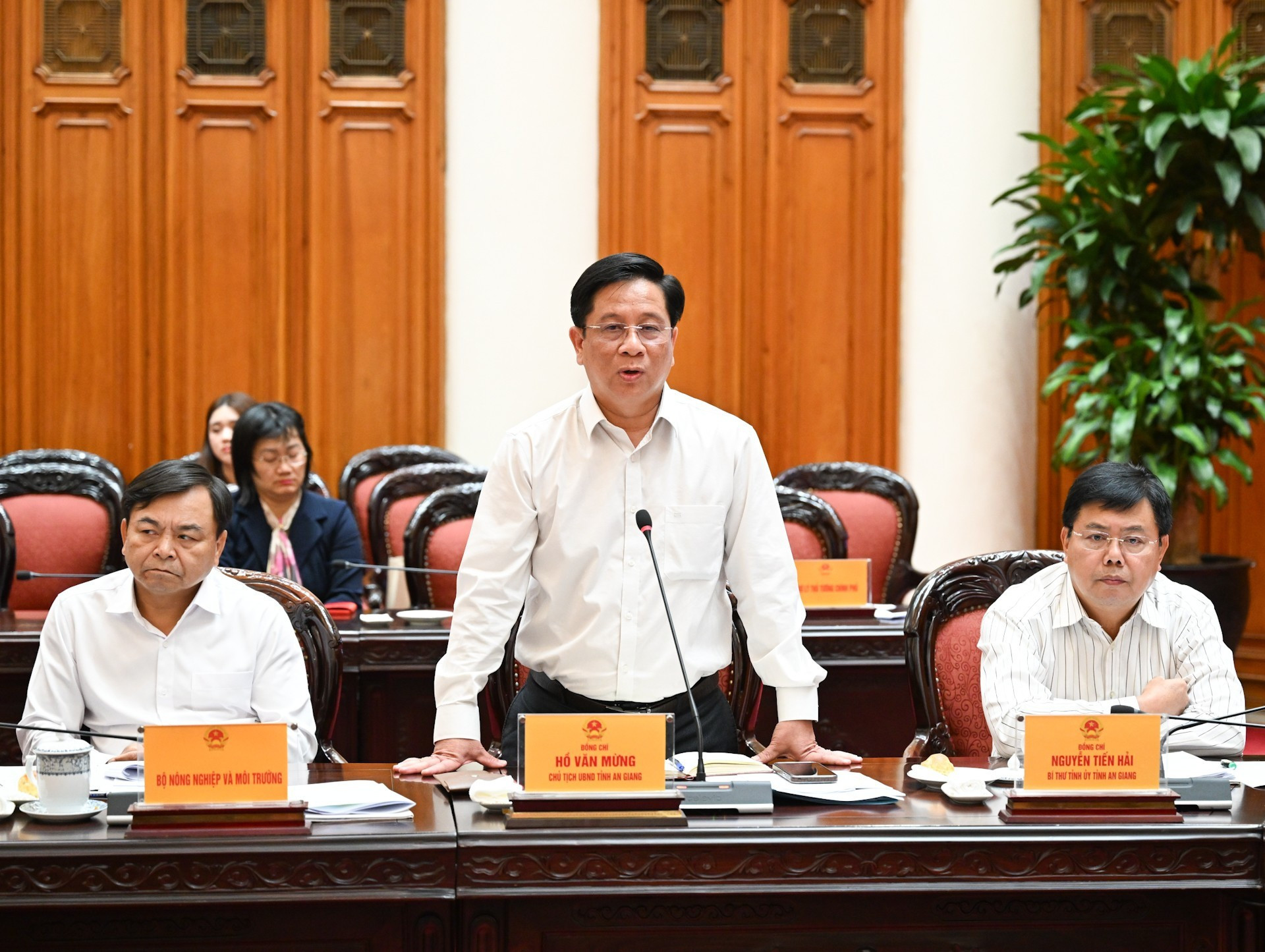 Председатель Народного комитета провинции Анзянг Хо Ван Мынг выступает с речью.