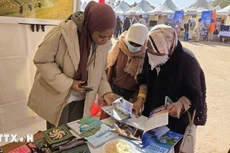 Алжирские посетители знакомятся с туристическими изданиями о Вьетнаме на фестивале. (Фото: ВИА)