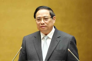 Премьер-министр Правительства Фам Минь Тьинь выступает на конференции. Фото: ВИА