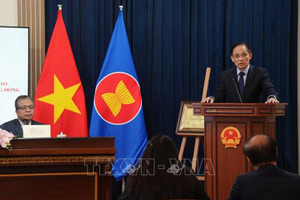 Министр иностранных дел Ле Хоай Чунг выступает на встрече. Фото: ВИА