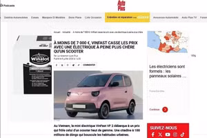 Публикация от 9 июля 2026 года во французском автомобильном журнале Auto Plus — одном из наиболее тиражных специализированных автомобильных изданий страны — с положительными оценками компактного электромобиля VinFast VF2. Фото: ВИА