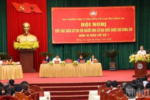 Товарищ Ле Минь Чи представляет программу действий на встрече. 