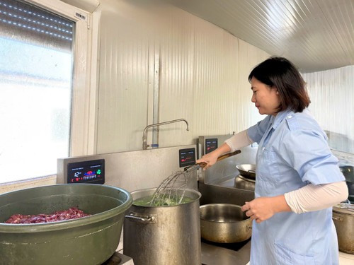 Сотрудница тыловой службы готовит обед для членов Инженерно-саперного отряда №4. (Фото: Хай Йен)