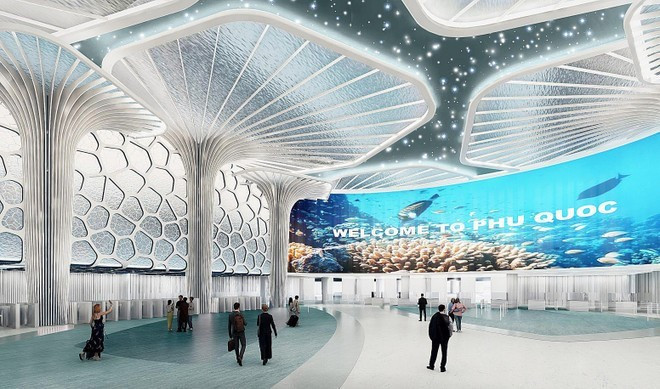 Визуализация зала прилета Терминала 2 аэропорта Фукуока. Фото: Sun Group