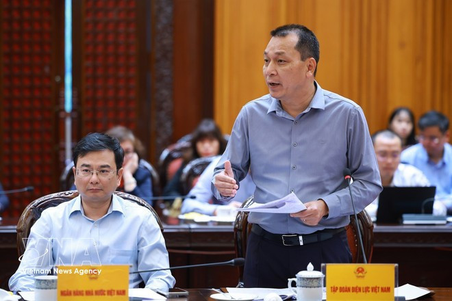 Председатель Вьетнамской электроэнергетической группы Данг Хоанг Ан выступает. Фото: ВИА