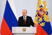 Президент России Владимир Путин выступает с речью на церемонии. Фото: Рейтер