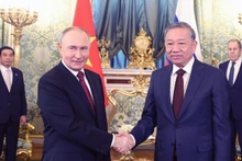 Генеральный секретарь ЦК КПВ То Лам и Президент России Владимир Путин проводят переговоры в узком составе. Фото: ВИА