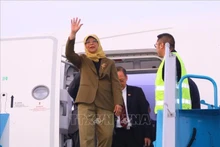 Президент Сингапура Халима Якоб прибыла в Ханой. Фото: VNA