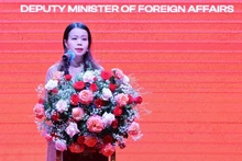 Замминистра иностранных дел Нгуен Минь Ханг выступает на конферецнии. Фото: ВИА