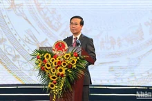 Президент Во Ван Тхыонг выступает на церемонии. Фото: Зюи Линь