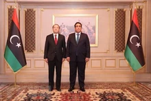 Посол Вьетнама в Египте и по совместительству в Ливии Нгуен Хюи Зунг и Председатель Президентского совета Ливии Мухаммед аль-Менфи. Фото: ВИА