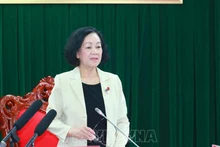 Товарищ Чыонг Тхи Май выступает на рабочей встрече. Фото: ВИА