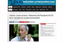 Статья о Президенте Хо Ши Мине опубликована на сайте Resumen Latinoamericano. Фото: ВИА