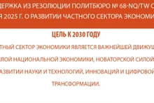Цель к 2030 году: Частный сектор экономики станет важнейшей движущей силой национальной экономики