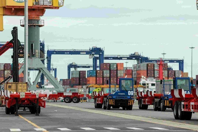 Активная деятельность по экспорту и импорту в порту Латьхуен, Хайфон. (Фото: laodong.vn)