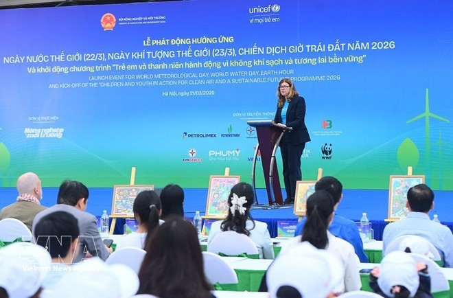 Представитель ЮНИСЕФ во Вьетнаме Сильвия Данаилов выступает на мероприятии. (Фото: ВИА)