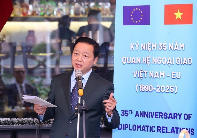 Заместитель Премьер-министра Чан Хонг Ха выступает с речью. (Фото: ВИА)