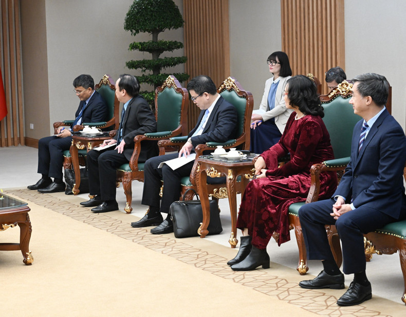 Руководители и представители министерств и ведомств Правительства Вьетнама на приеме.