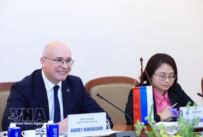 Генеральный директор ТАСС (Российская Федерация) Андрей Кондрашов выступает. (Фото: ВИА)