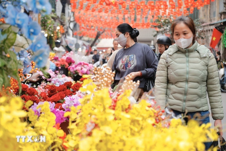 Жители приходят на цветочный рынок, чтобы прогуляться и совершить покупки в преддверии Тэт. (Фото: ВИА)