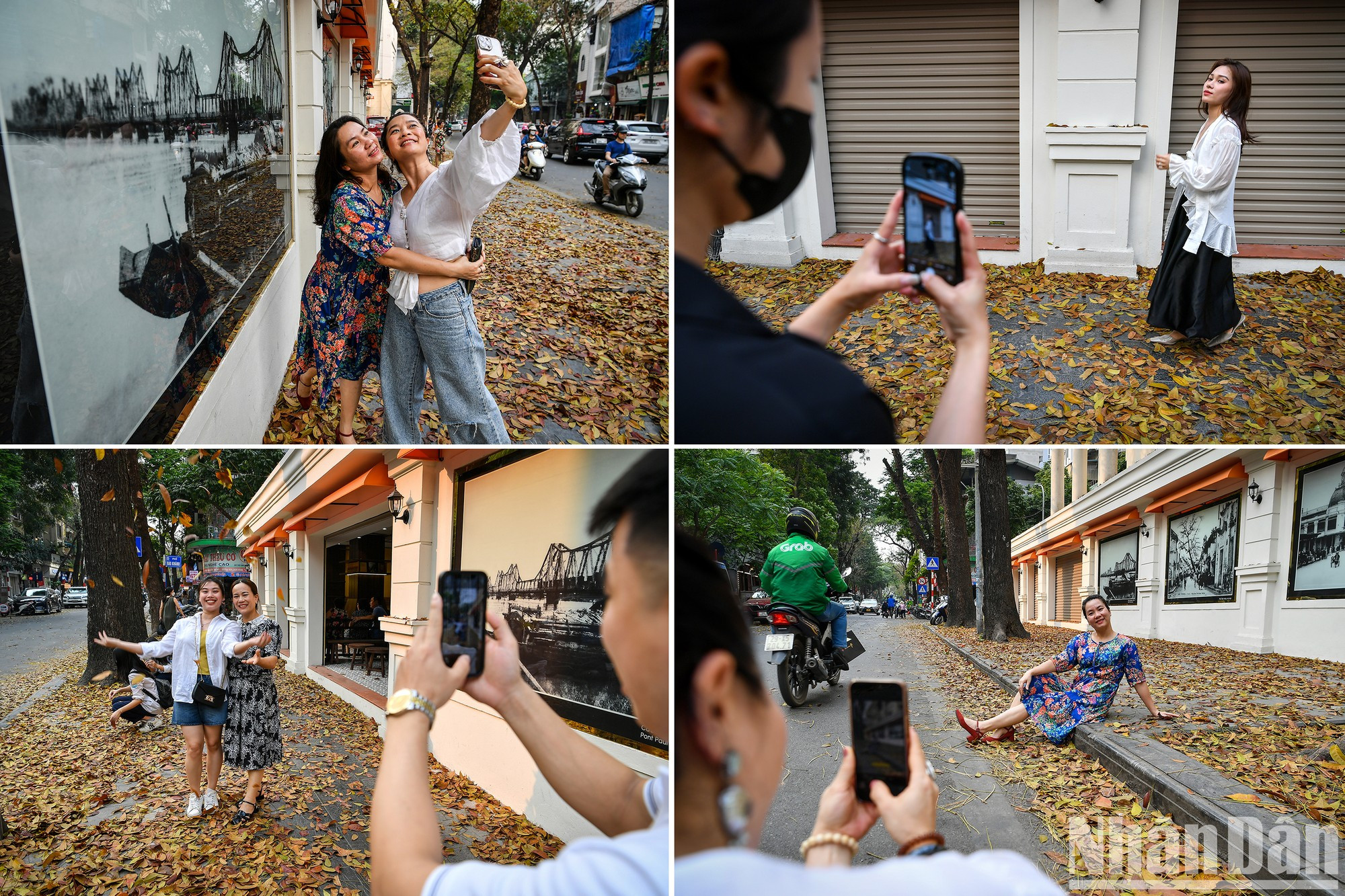 Старые картины Ханоя на стенах и улица, усыпанная желтыми листьями, создают романтичное пространство.