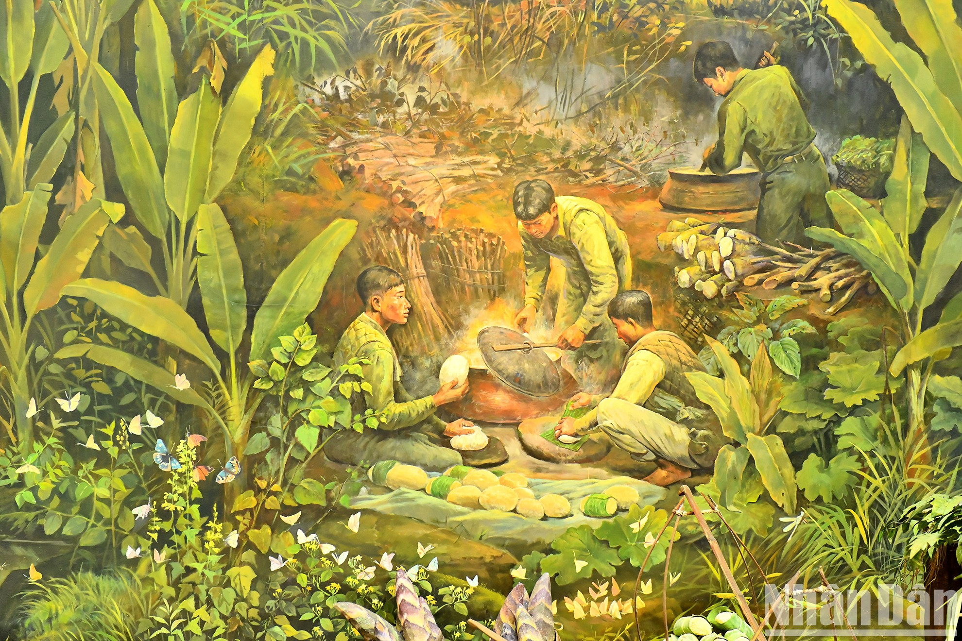 Изображение солдат, готовящих еду в горах Северо-Запада.