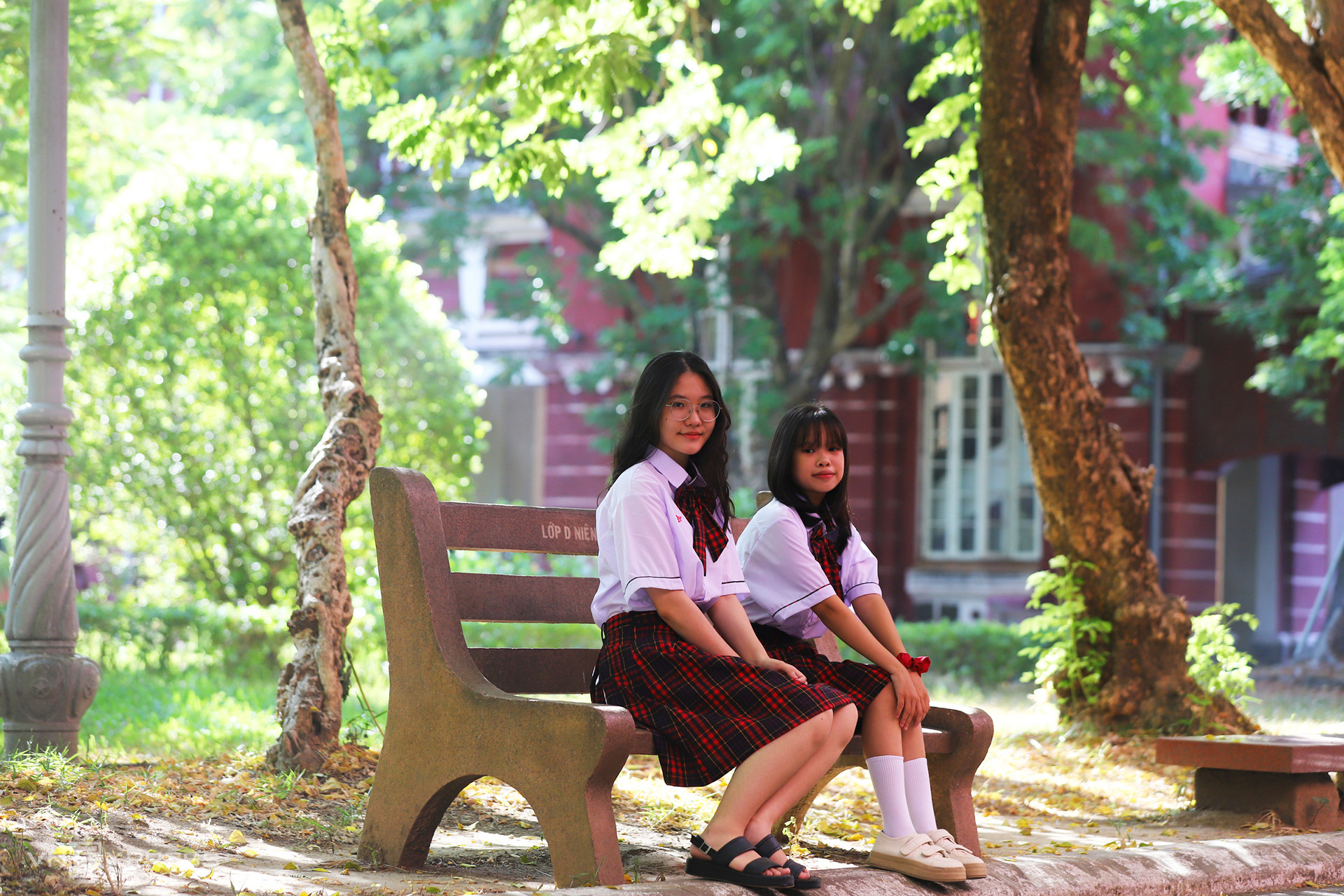 Сидеть на каменной скамейке под зелеными деревьями в кампусе любят многие туристы и поколения здешних учащихся.