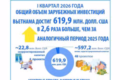 Общий объем зарубежных инвестиций Вьетнама достиг 619,9 млн. долл. США