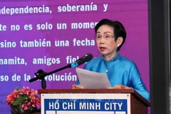 Г-жа Чыонг Тхи Хиен, Председатель HUFO, выступает на мероприятии. Фото: ВИА