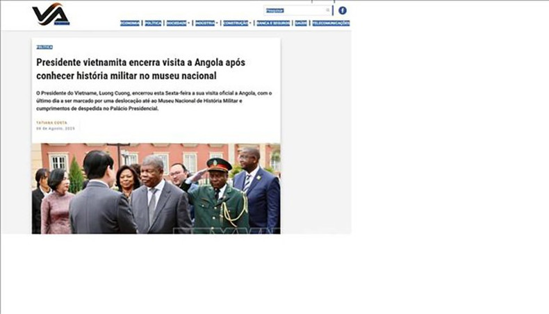 Статья, опубликованная на сайте «Ver Angola». Фото: ВИА vna-potal-truyen-thong-angola-danh-gia-cao-chuyen-tham-cua-chu-tich-nuoc-luong-cuong-stand-7673.jpg