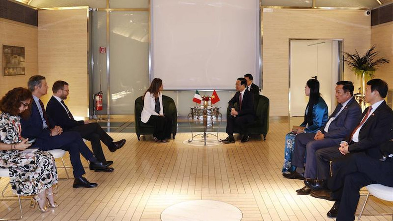 Президент Во Ван Тхыонг принимает Зампредседателя Демократической партии Италии Кьяру Грибаудо. Фото: ВИА Президент Во Ван Тхыонг принимает Зампредседателя Демократической партии Италии Кьяру Грибаудо. Фото: ВИА