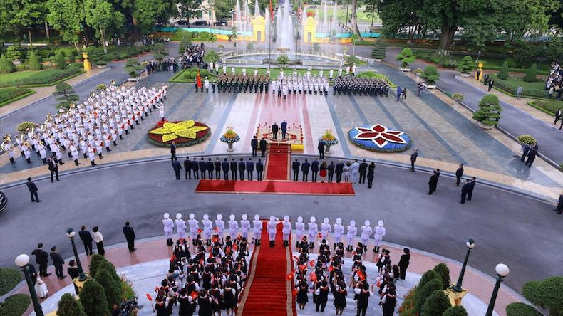 Общий вид церемонии встречи Президента США Джо Байдена. Фото: ВИА Общий вид церемонии встречи Президента США Джо Байдена. Фото: ВИА