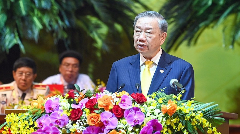 Генеральный секретарь ЦК КПВ, Президент То Лам выступает на открытии конферецнии. Генеральный секретарь ЦК КПВ, Президент То Лам выступает на открытии конферецнии.