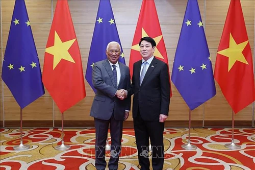 Президент Лыонг Кыонг и Председатель Европейского совета Антониу Кошта. Фото: ВИА